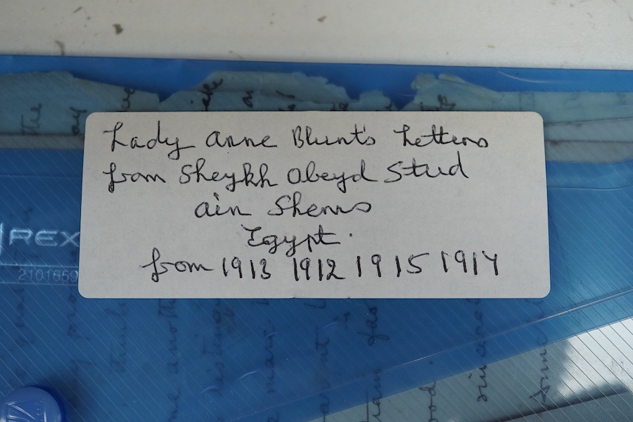 Archive of the Courthouse Farm Stud, Offham near Lewes and the Clark family, 1900-2014, including an important series of letters from Lady Anne Blunt at the Sheyk Obeyd Stud, Ain Shems, Egypt, 1912-1917, and her daughter